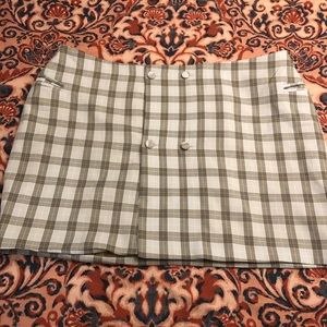 Plaid button front skirt